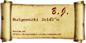 Bulyovszki Jolán névjegykártya